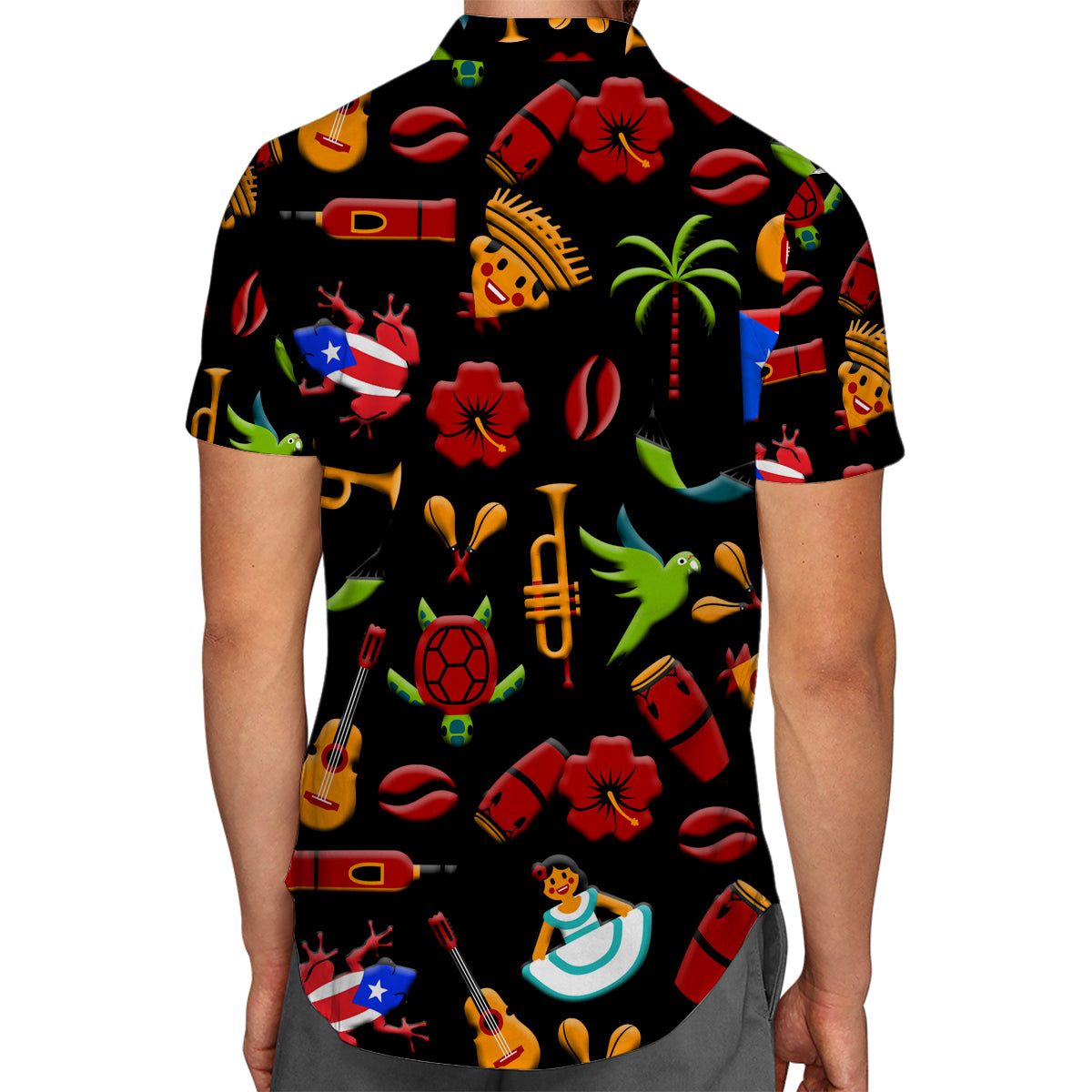 Puerto Rico Hawaiian Shirt With Black Background