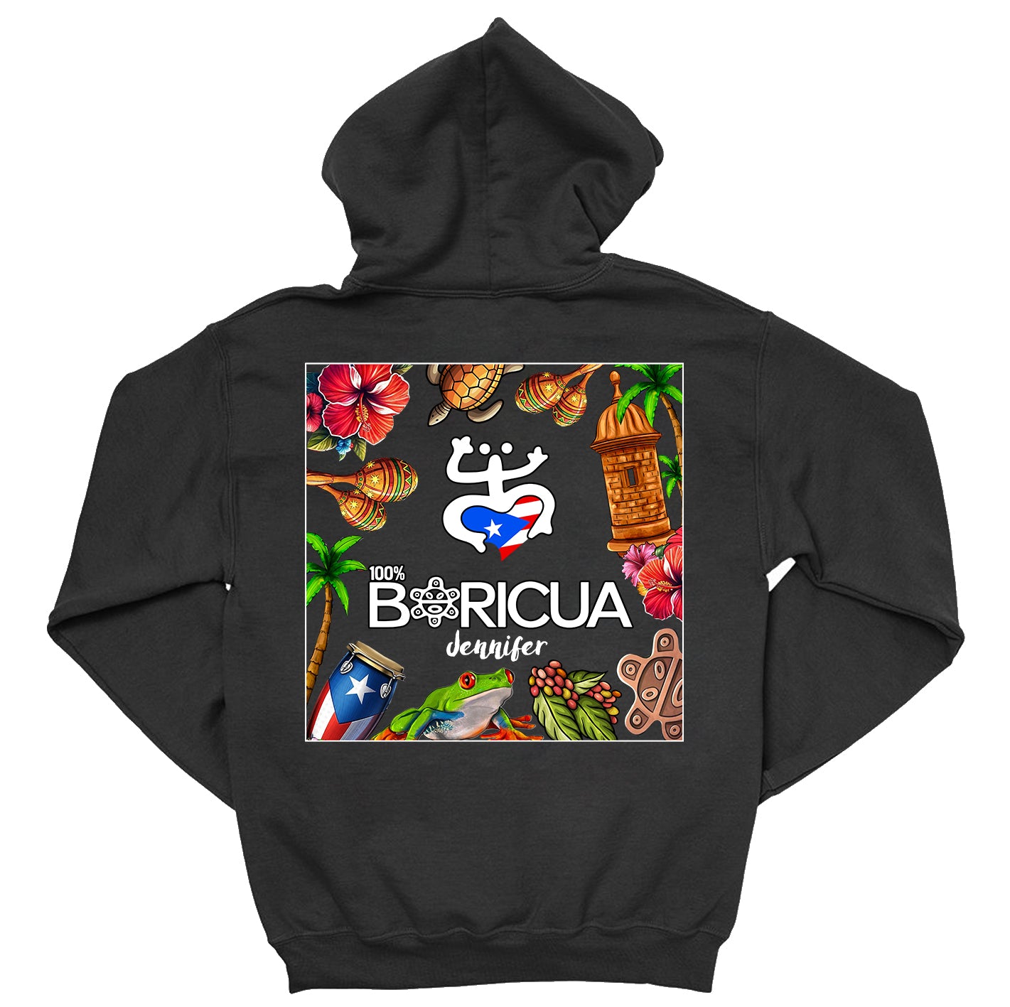 100% Boricua Puerto Rico T-shirt Custom Your Name