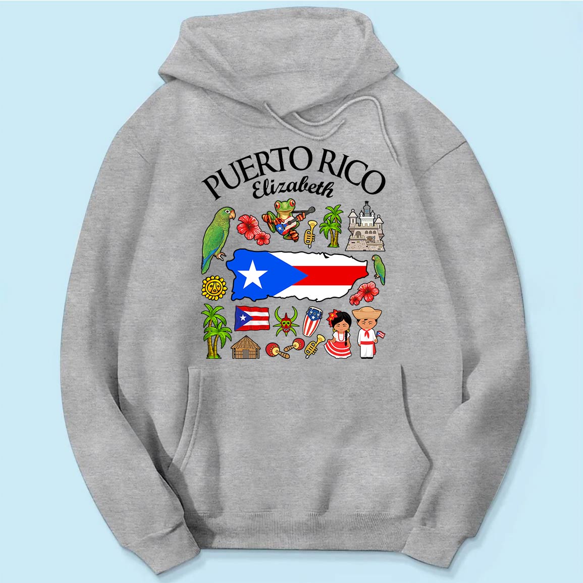 Customized Puerto Rico T-shirt With Symbols And Name