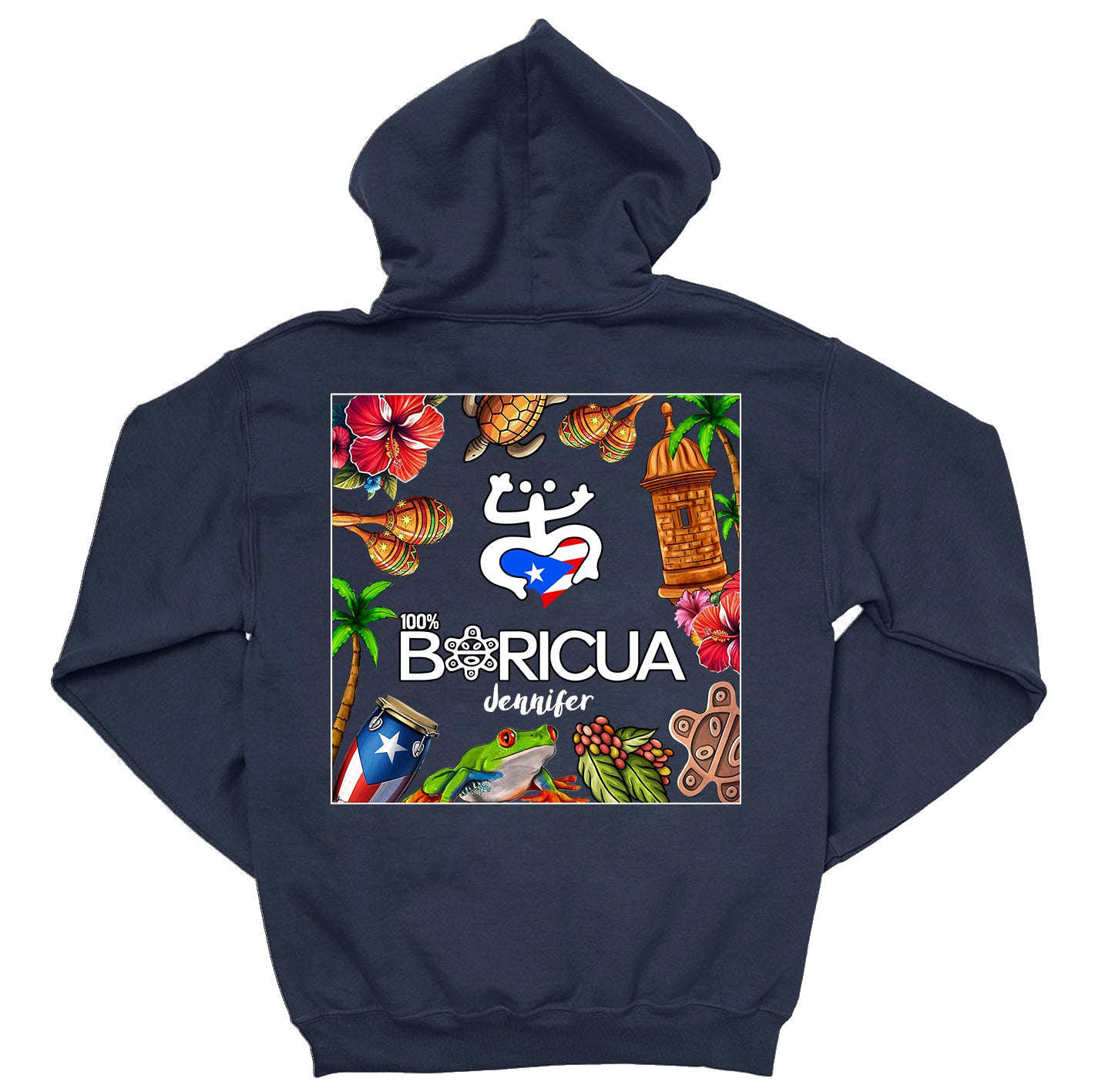 100% Boricua Puerto Rico T-shirt Custom Your Name