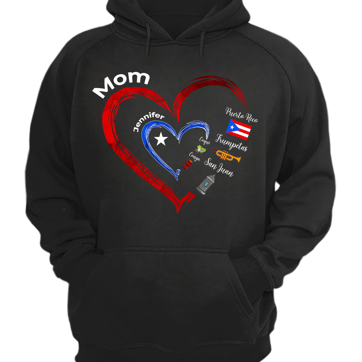 Custom Puerto Rico Heart And Symbols For Puerto Rican Mom