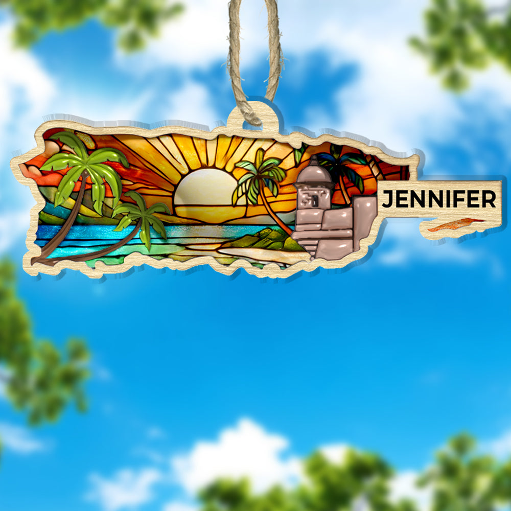 Custom Puerto Rico Puerto Rican Suncatcher Ornament