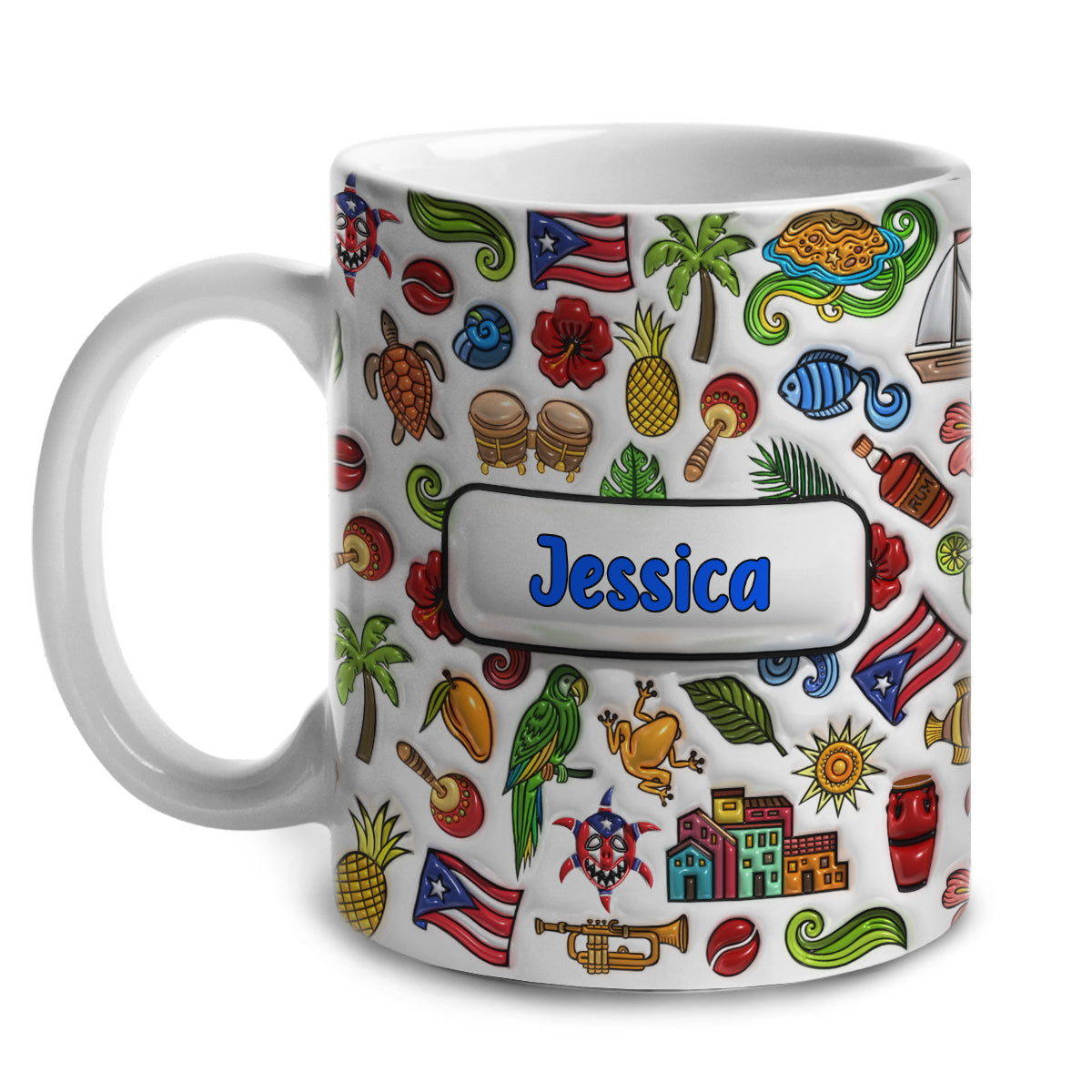Puerto Rico Symbols Personalized Coffee Mug Cup