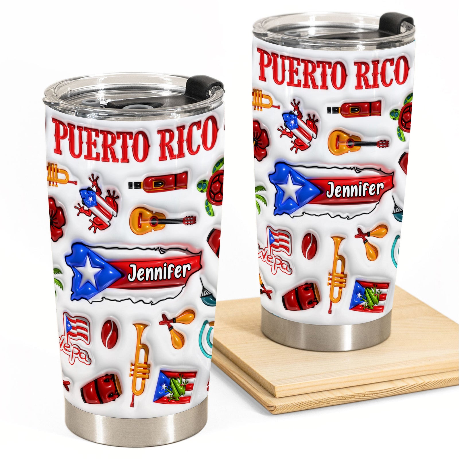 Custom Puerto Rico Tumbler Cup With Your Name