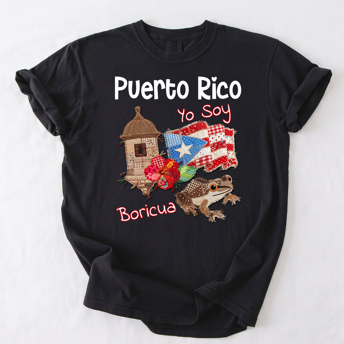 Puerto Rico Yo Soy Boricua With Faux Patchwork Effect T-shirt