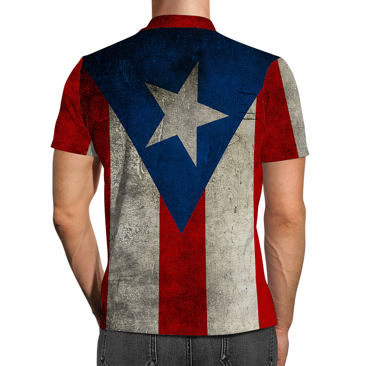 Puerto Rico Polo Shirt With Zipper Print