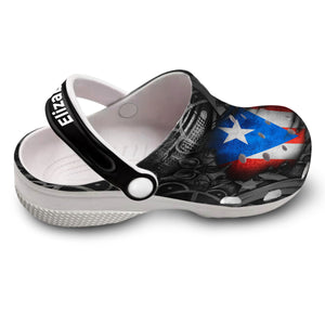 Puerto Rico Flag Personalized Clogs Shoes With Symbols Full