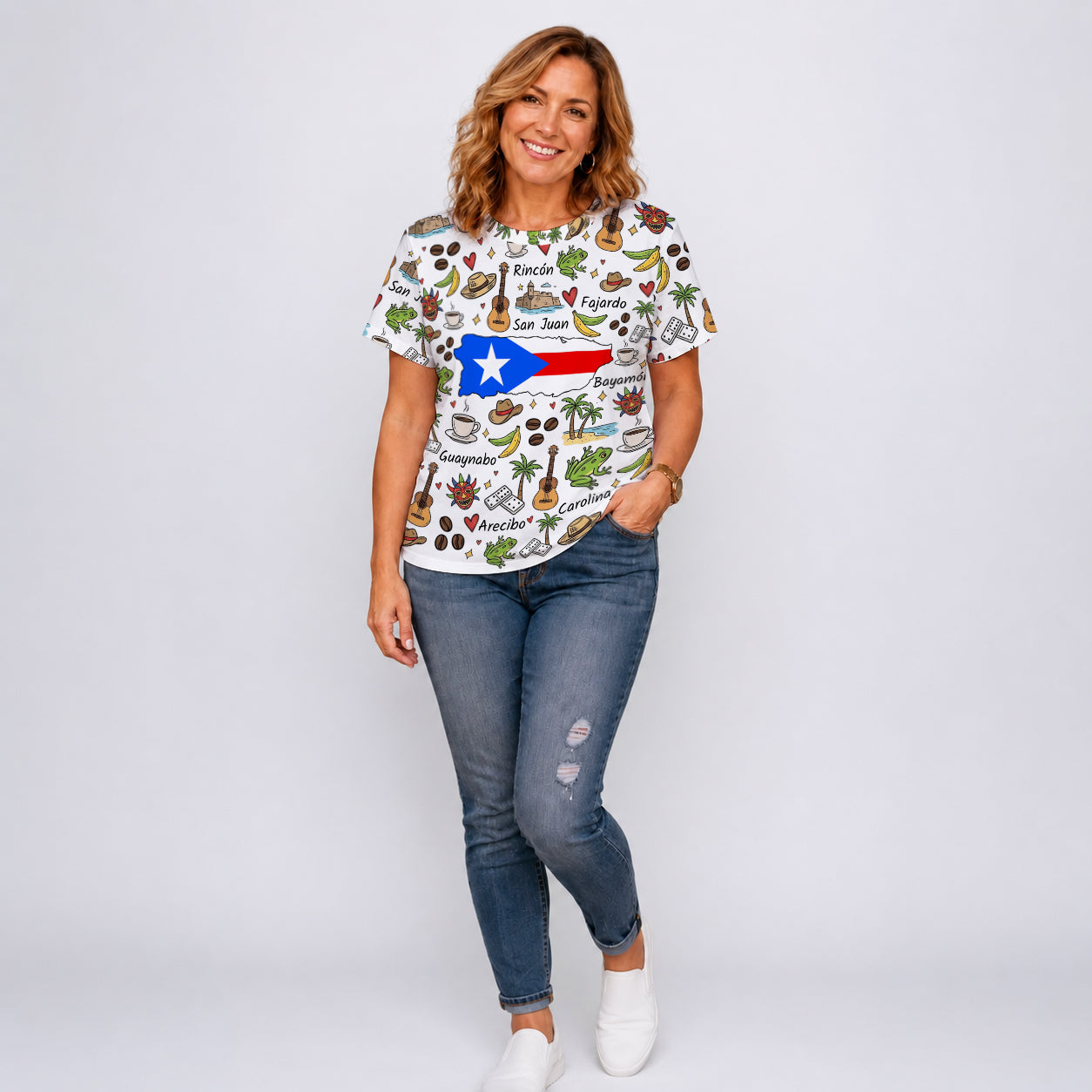 Puerto Rico T-shirt With Cultural Doodle Icon