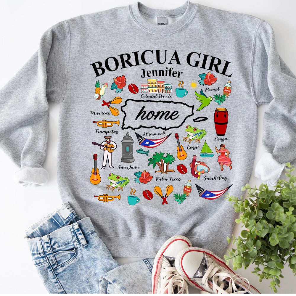 Custom Boricua Girl Sweatshirt With Your Name