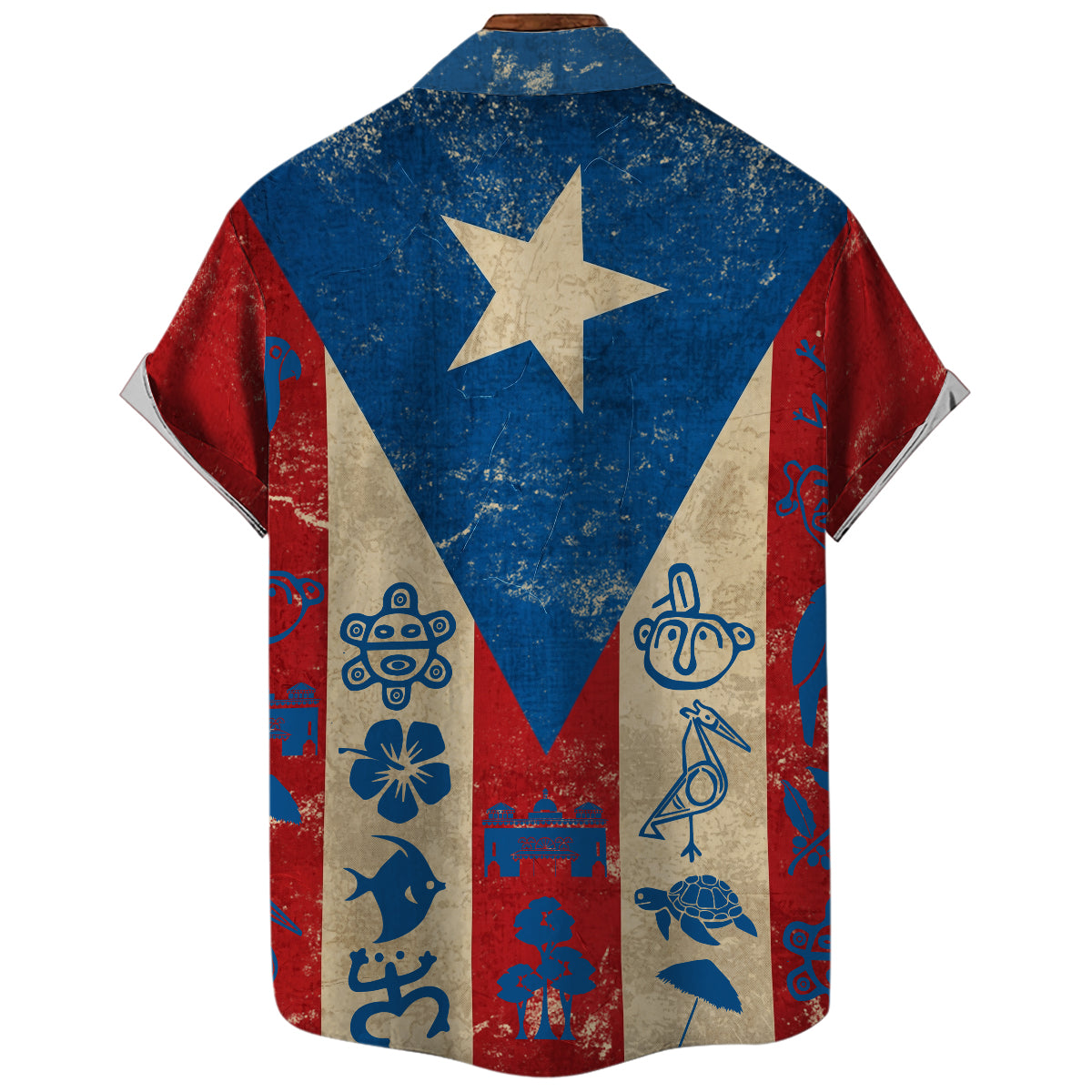 Puerto Rico Symbols Style Vintage Hawaiian Shirt