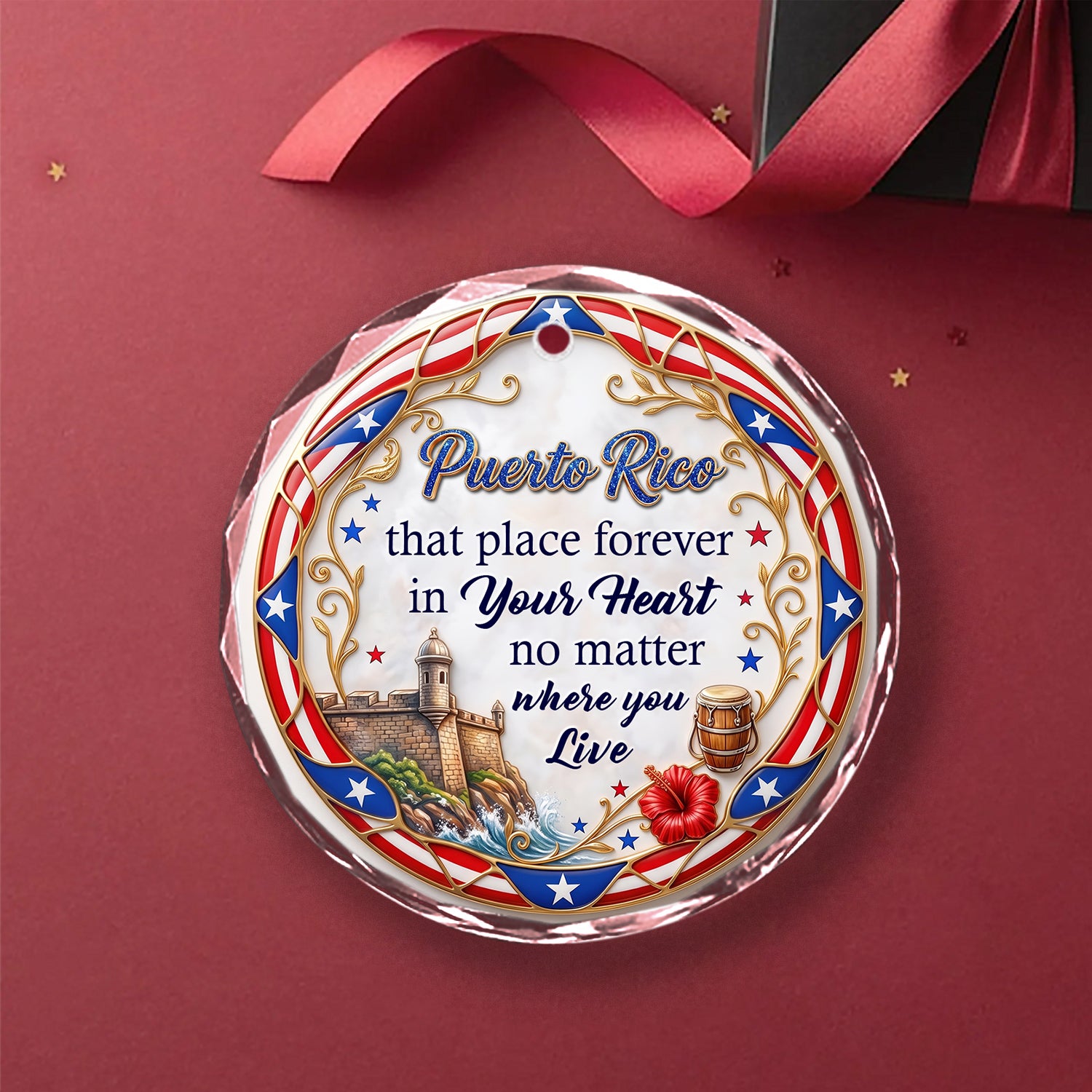 Puerto Rico That Place Forever In Your Heart 2D Print Circle Glass Ornament