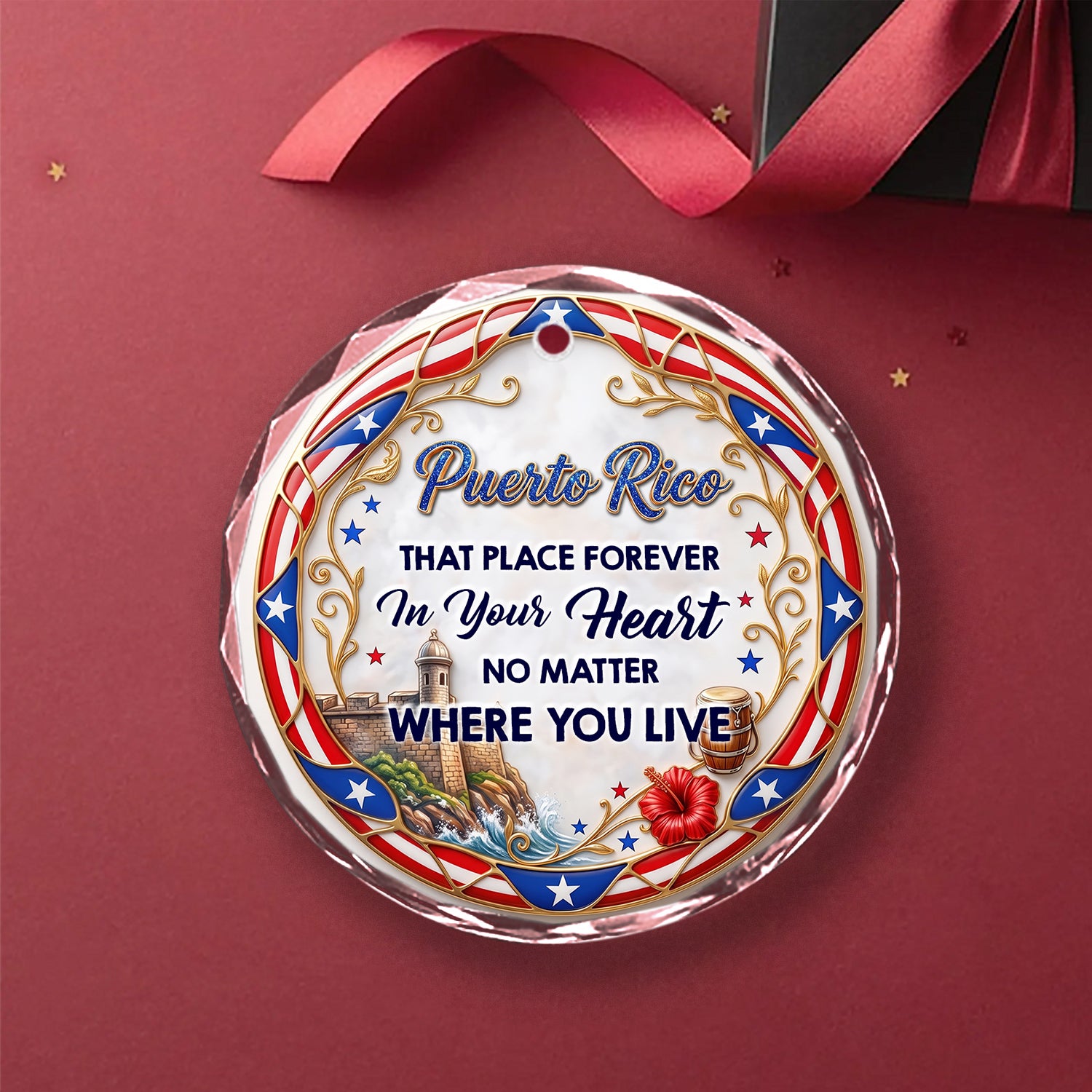 Puerto Rico That Place Forever In Your Heart 2D Print Circle Glass Ornament