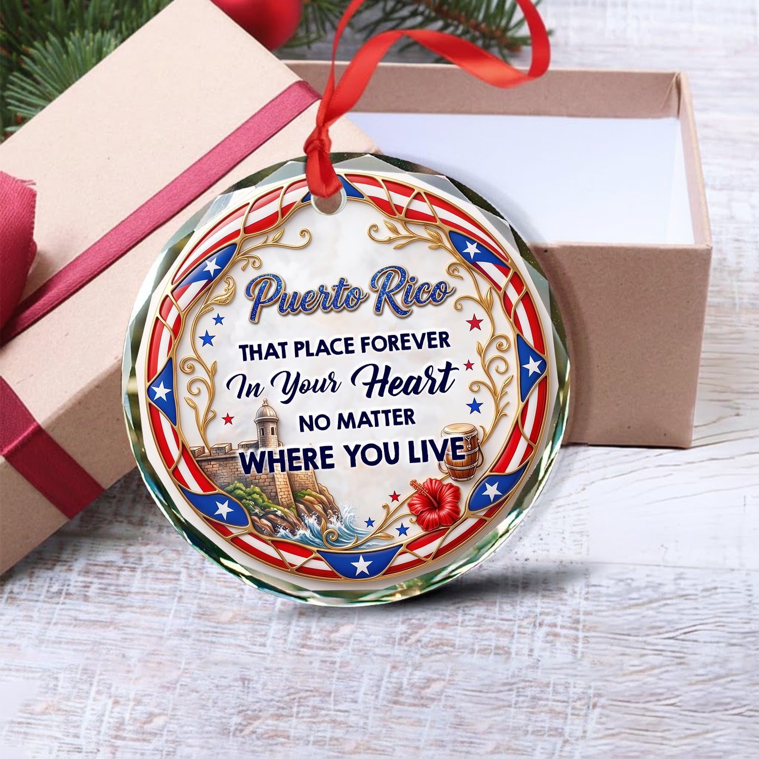 Puerto Rico That Place Forever In Your Heart 2D Print Circle Glass Ornament