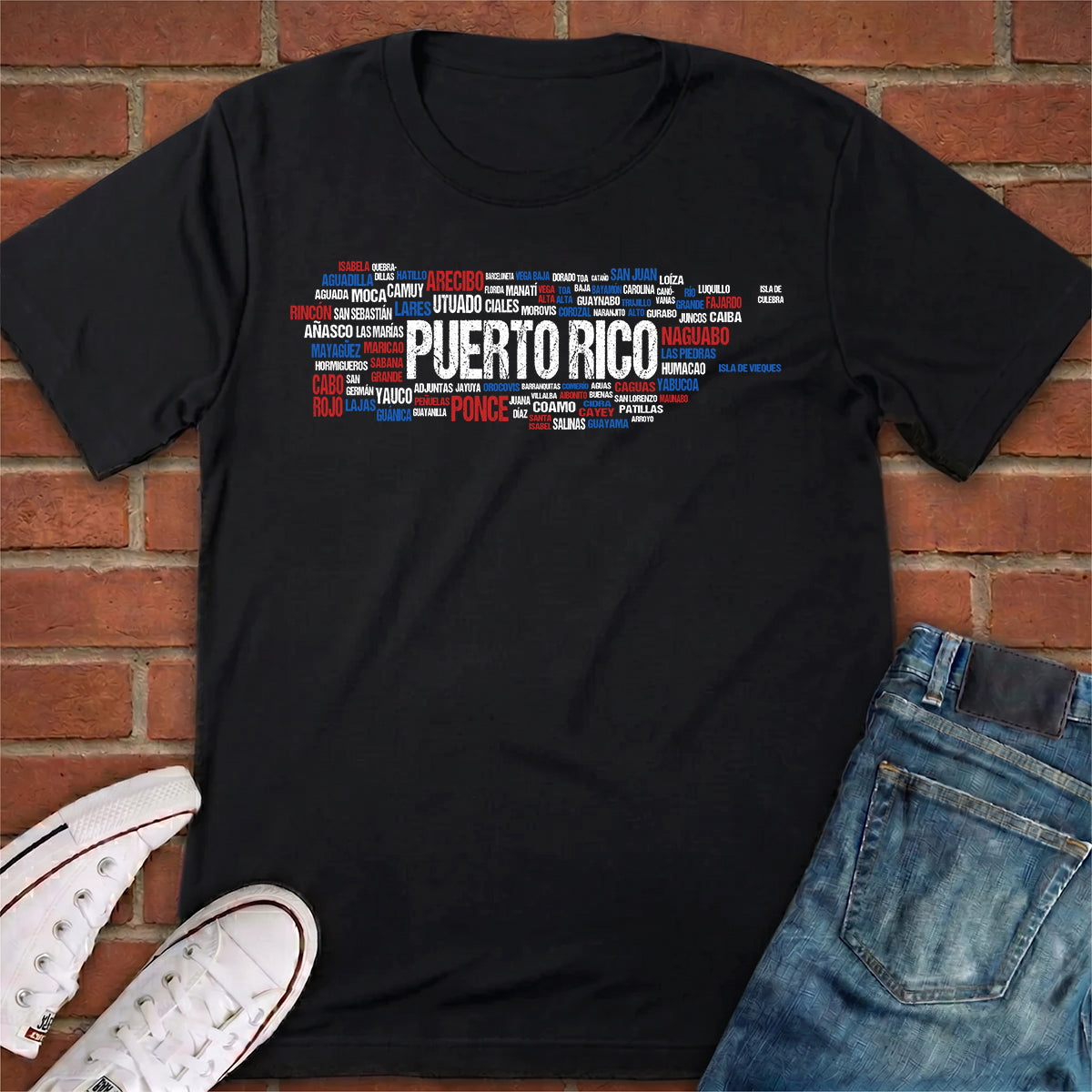 Puerto Rico With Towns T-shirt