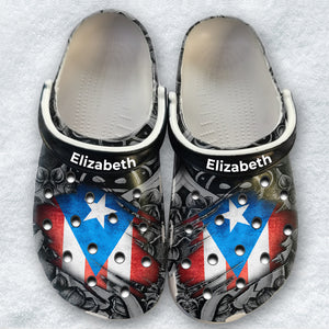 Puerto Rico Flag Personalized Clogs Shoes With Symbols Full