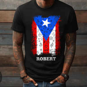 Puerto Rican Flag Personalized T-shirt With Symbols