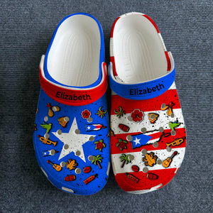 Puerto Rican Flag Symbols Personalized Clogs Shoes