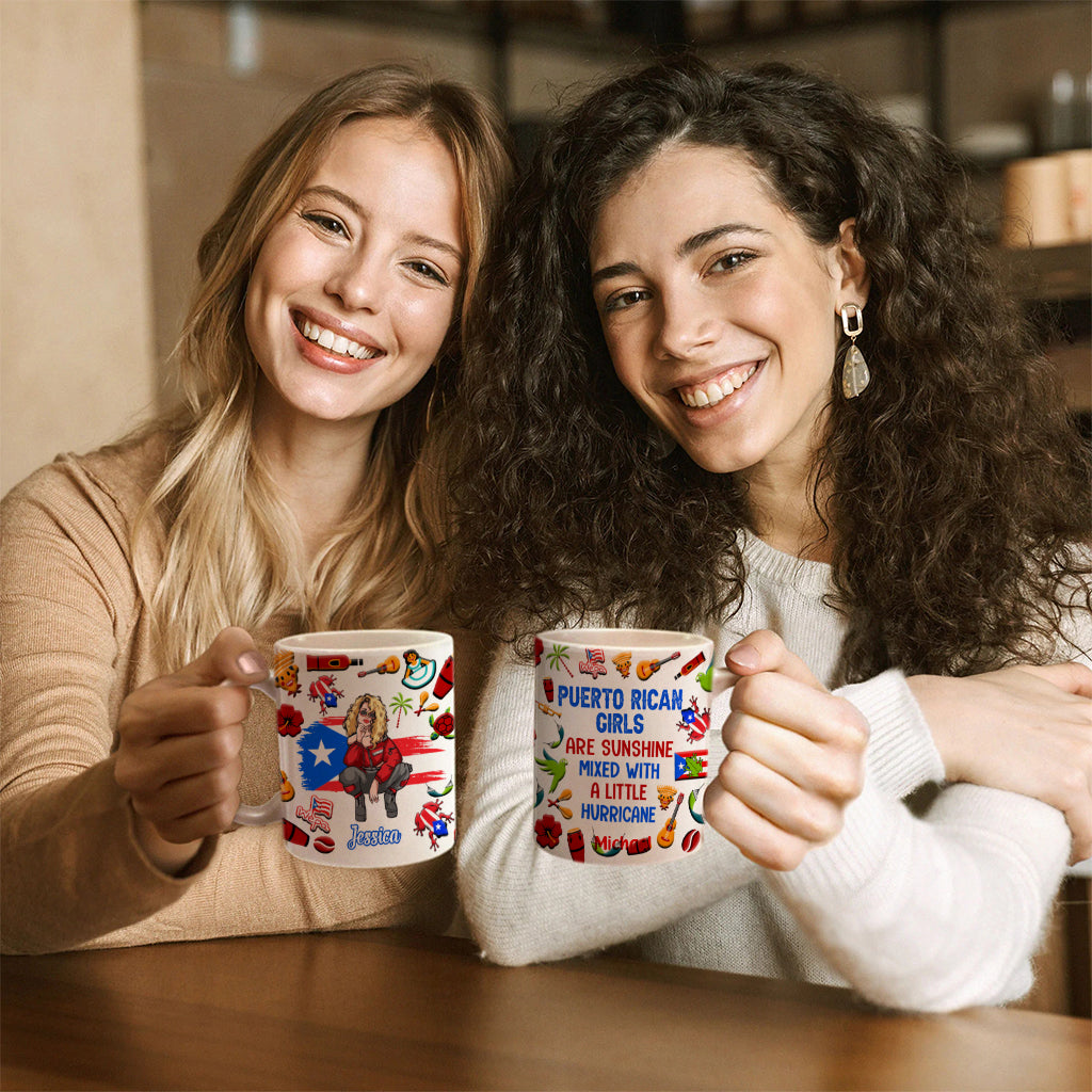 Puerto Rican Girl Personalized Mug With Flag Symbols