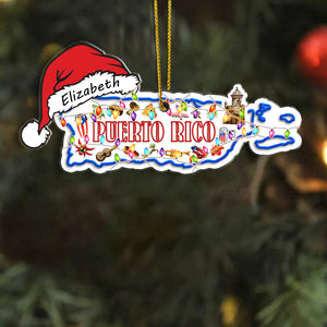 Puerto Rico Shape Map Christmas Acrylic Ornament