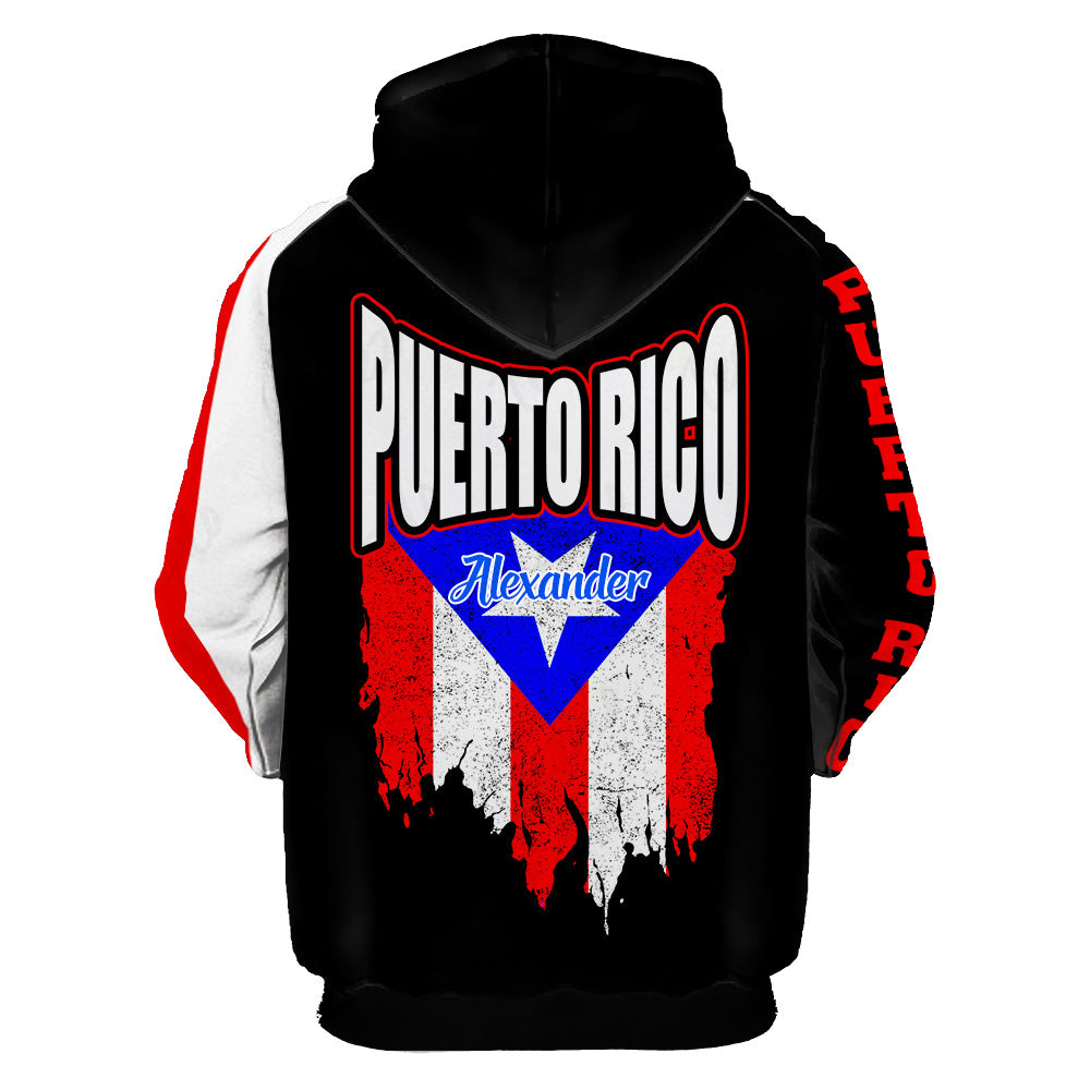 Puerto Rico Men 3D Hoodie Flag Skull Custom Your Name