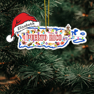 Puerto Rico Shape Map Christmas Acrylic Ornament