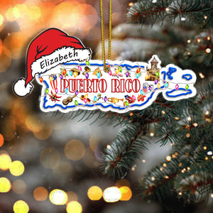 Puerto Rico Shape Map Christmas Acrylic Ornament