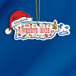 Puerto Rico Shape Map Christmas Acrylic Ornament