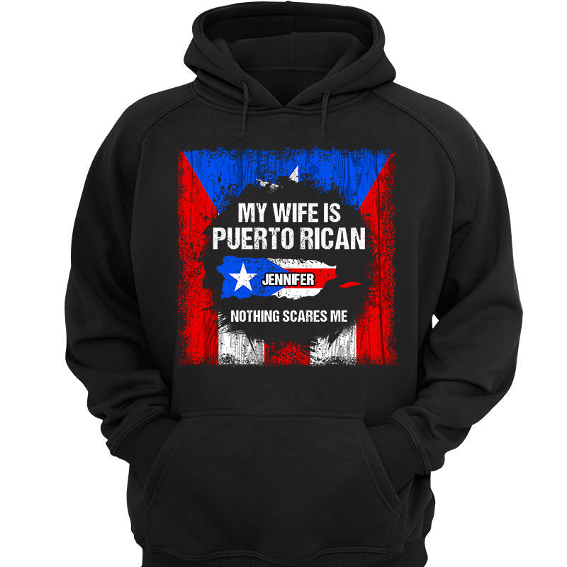 Custom My Wife Is Puerto Rican T-shirt With Flag
