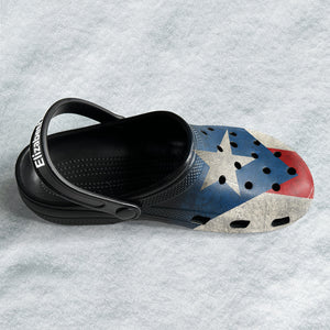 Puerto Rico Personalized Clogs Shoes With Frog, Zipper, Flag