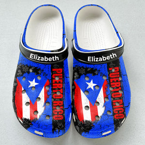 Custom Puerto Rico Flag Clogs Shoes With Vintage Flag