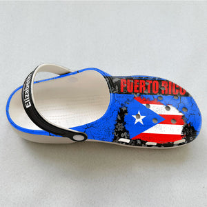 Custom Puerto Rico Flag Clogs Shoes With Vintage Flag