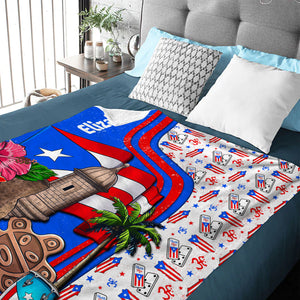 Puerto Rico Personalized Blanket With Puerto Rico Flag Frog Palm Trees 