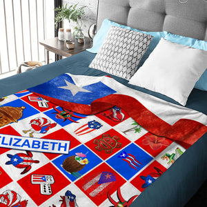 Puerto Rico Personalized Blanket With Puerto Rican Symbols