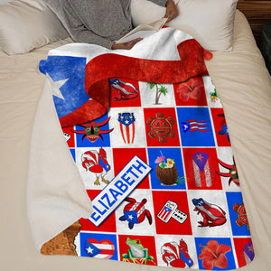 Puerto Rico Personalized Blanket With Puerto Rican Symbols