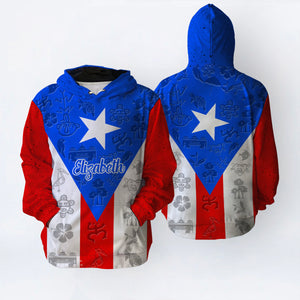 Puerto Rico Flag And Symbol Personalized Hoodie With Your Name