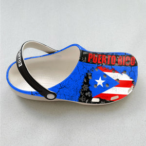 Custom Puerto Rico Flag Clogs Shoes With Vintage Flag