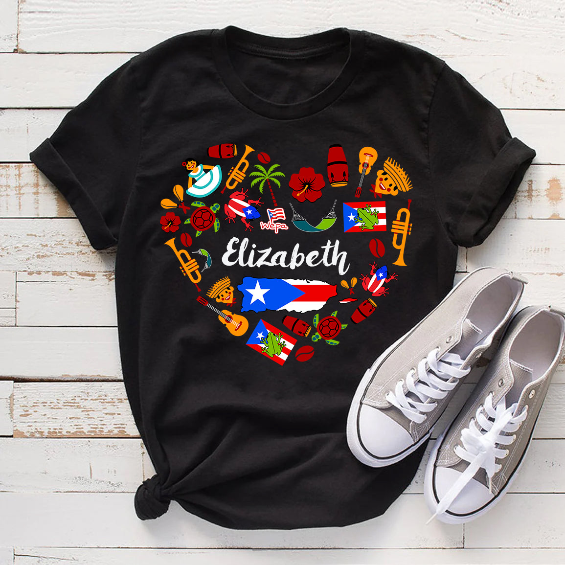Custom Puerto Rico Heart T-shirt With Your Name