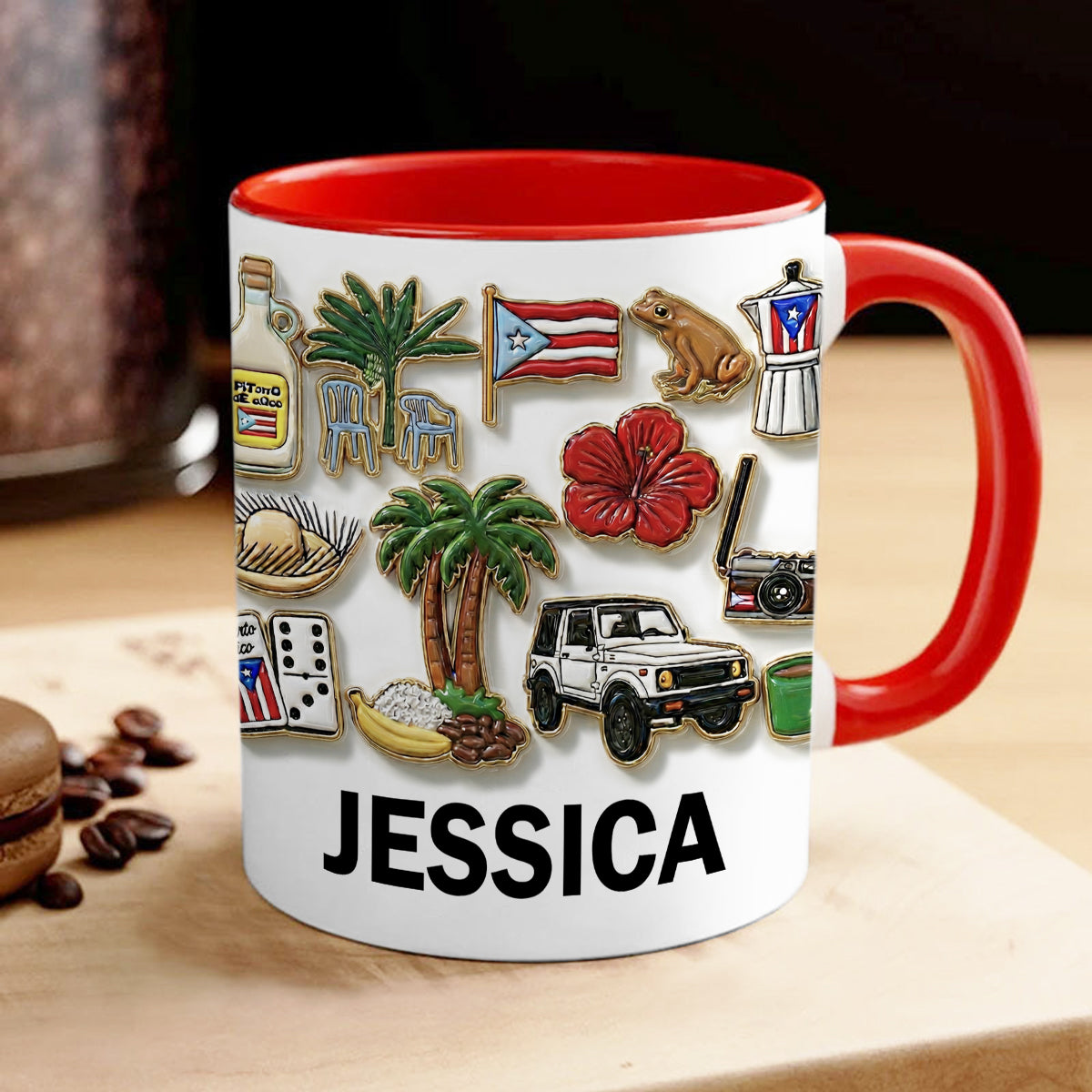 Puerto Rico Culture 2D Printed Coffee Mug Cup Personalized With Name