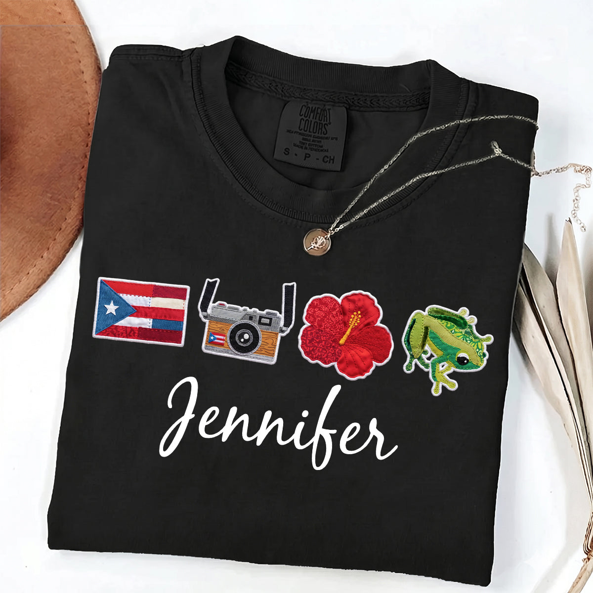 Custom Puerto Rico With Four Symbols And Name T-shirt
