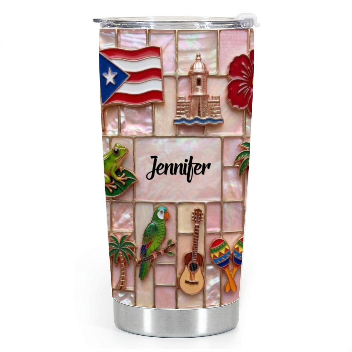 Custom Puerto Rico Tumbler With Beautiful Symbols
