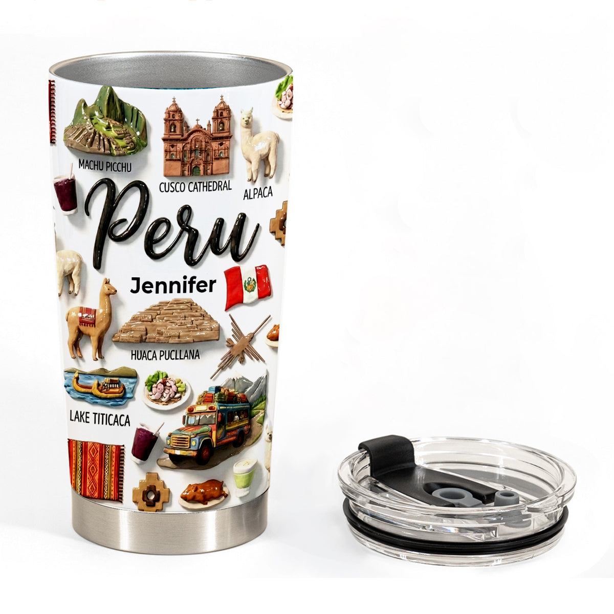 Custom Peru Tumbler With Your Name With Clay Effect