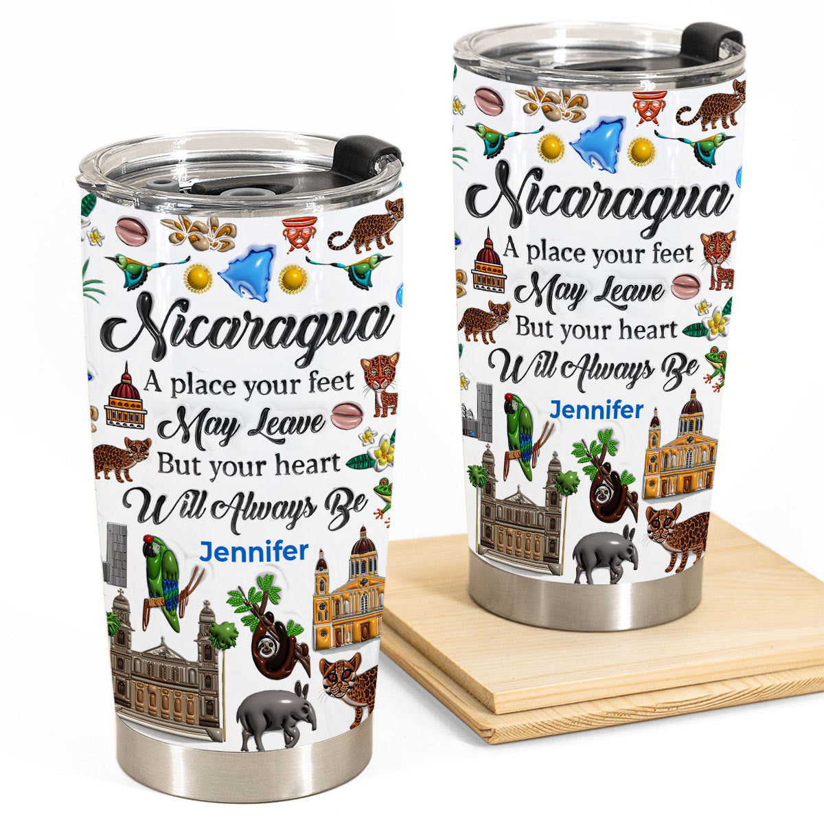 Custom Nicaragua A Place Your Feet May Leave Tumbler 20oz