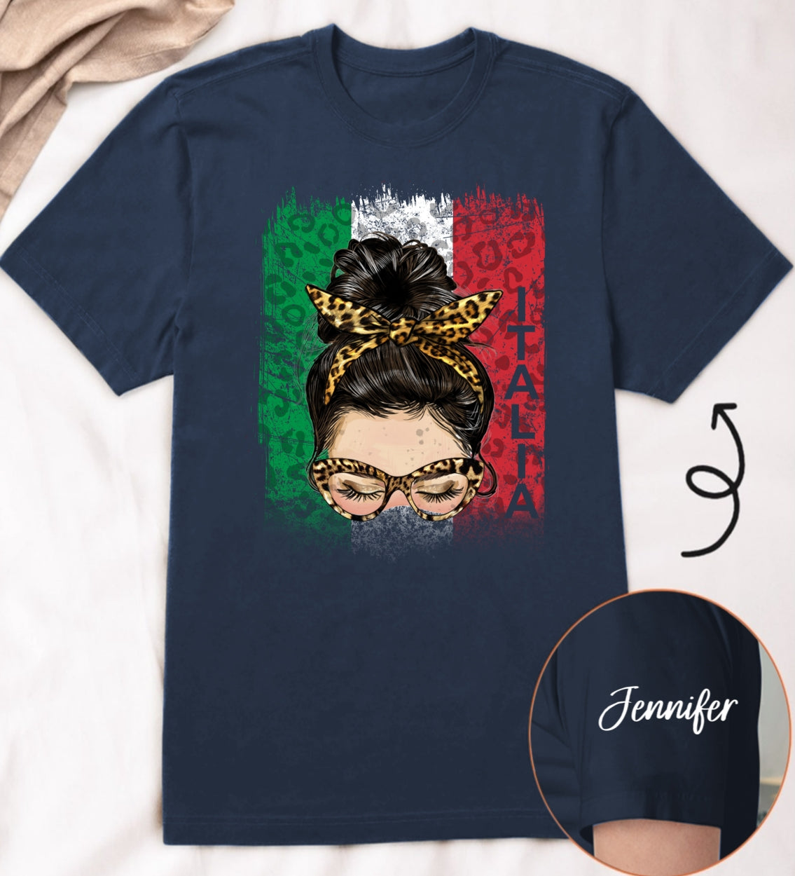 Custom Italy Italia T-shirt With Clipart Girl