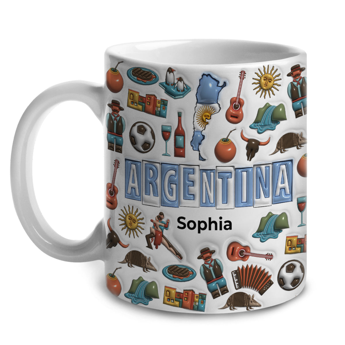 Custom Argentina Mug With Map, Flag