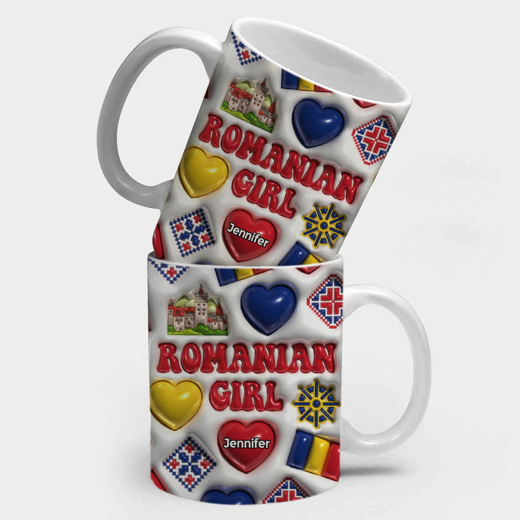 Romanian Girl Coffee Mug Cup With Custom Your Name