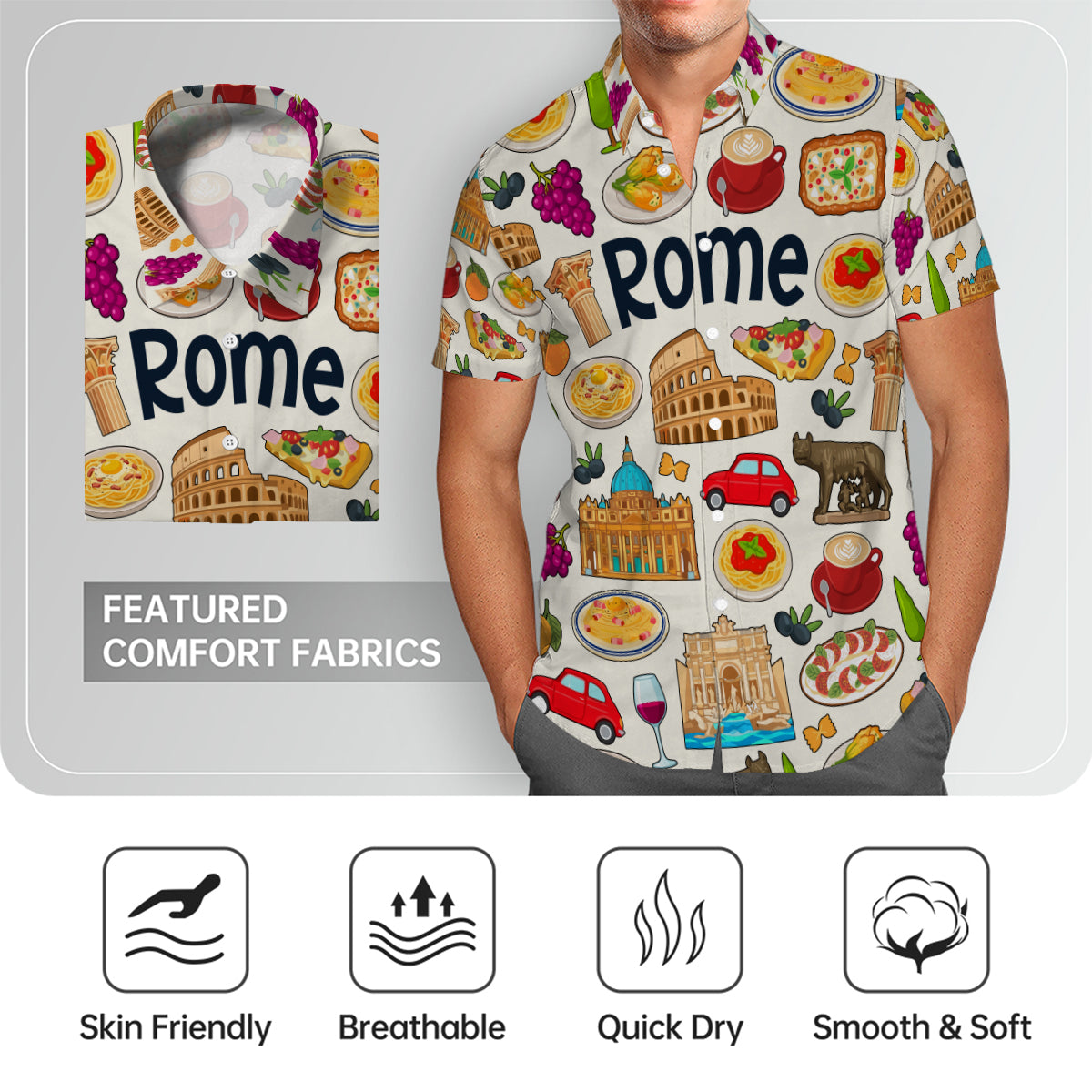 Rome Hawaiian Shirt For Vacation And Travel Lovers