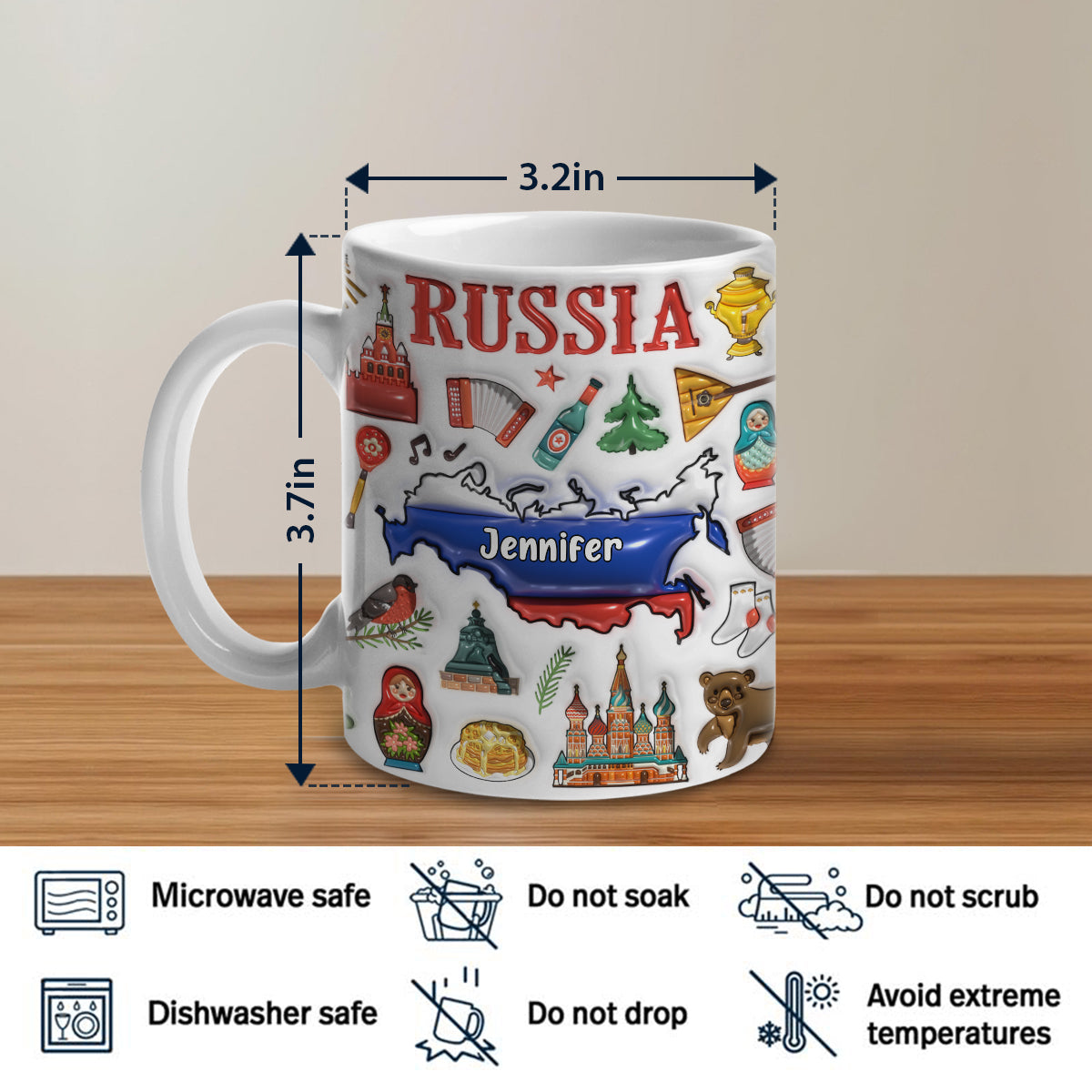 Custom Russia Coffee Mug Cup With Your Name