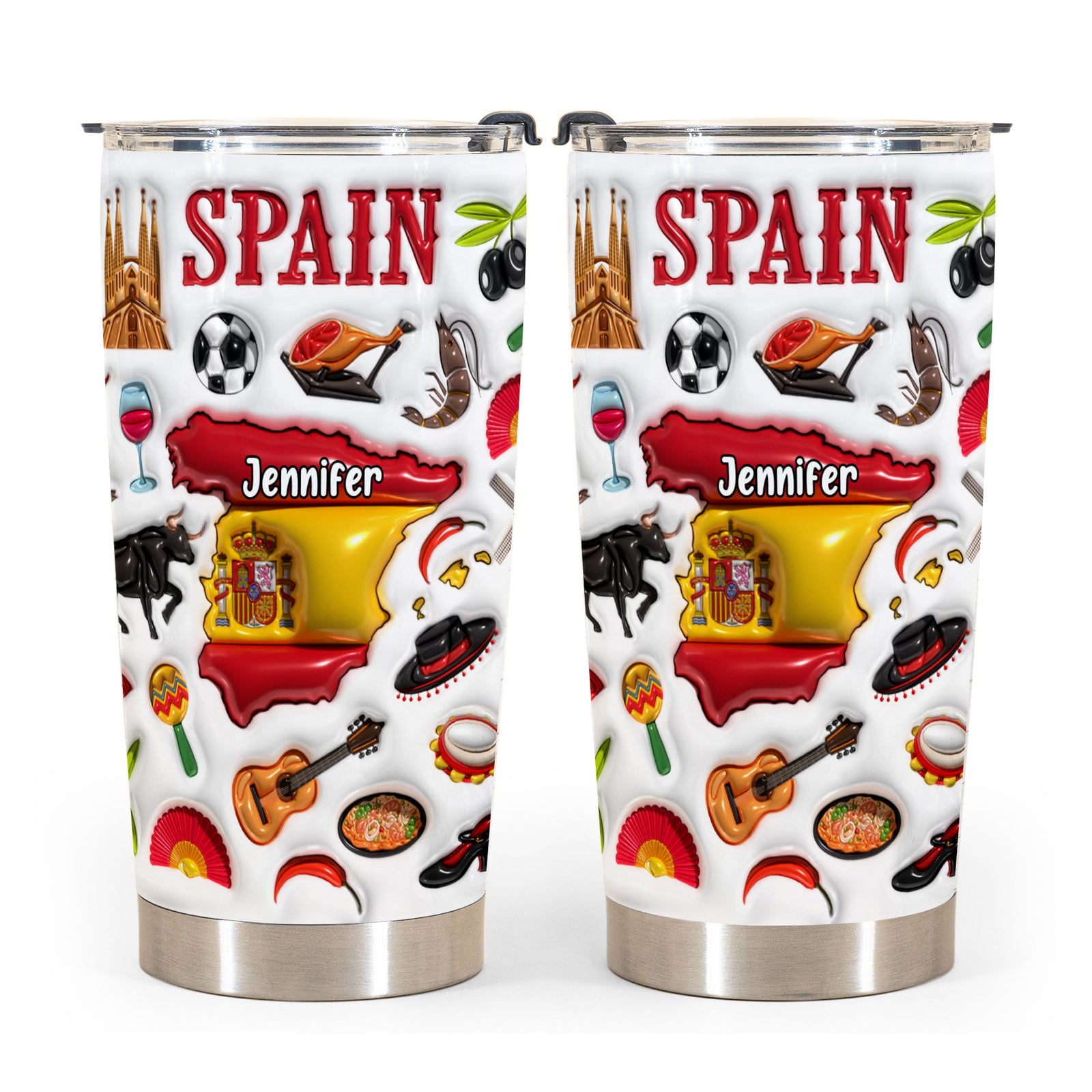 Custom Spain Tumbler Cup With Your Name