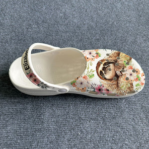 Sloth Flower Personalized Clogs Shoes With Your Name