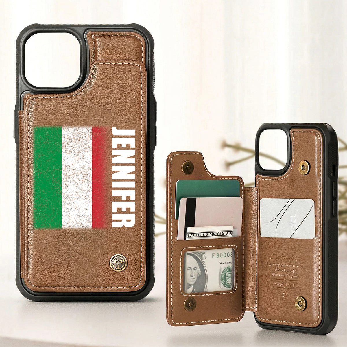 Personalized Italy Italia Flag Wallet Phone Case And Name